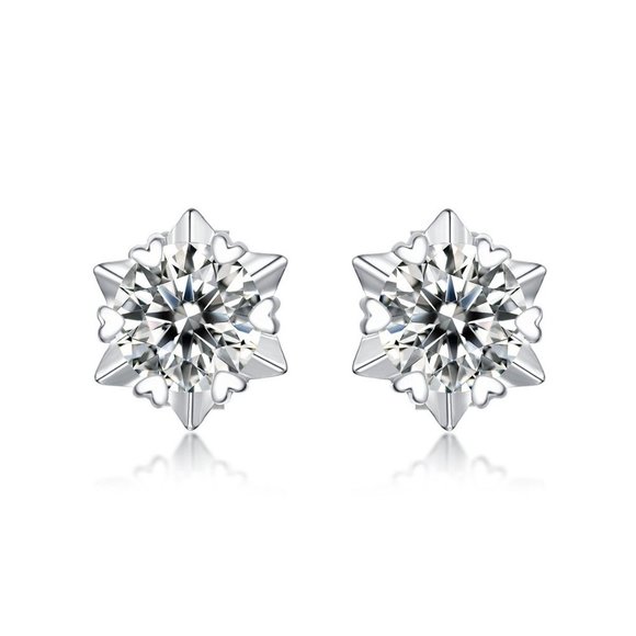Certified 2ct. t.w. Moissanite Diamond Snowflake Stud Earrings NEW - Picture 5 of 10